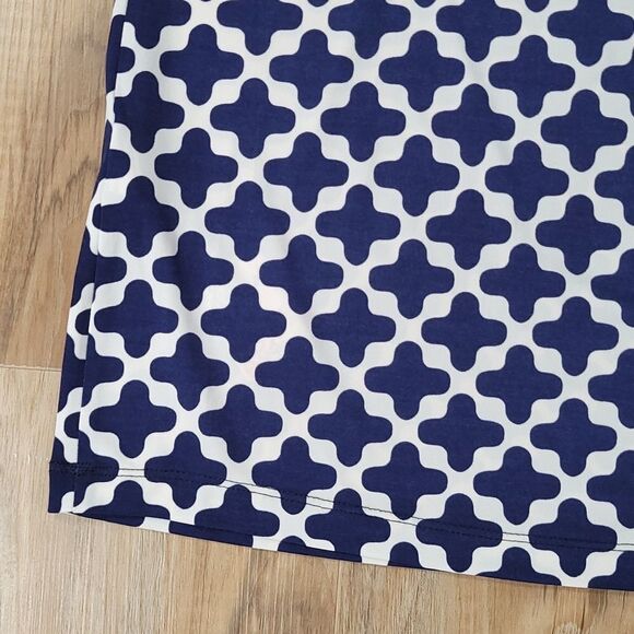 🔹️JM Collection Blue & White Print Faux Wrap Sleeveless Belted Dress Size 14 - Picture 7 of 9